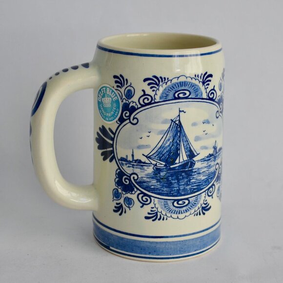 Delft Blue Handpainted Holland Beer Mug Vintage - Picture 1 of 8